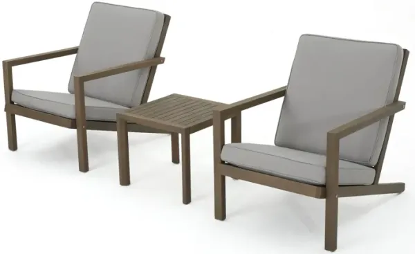 Celestaria - 3 Piece Outdoor Chat Set With Adirondack Chairs, Cushions And Side Table