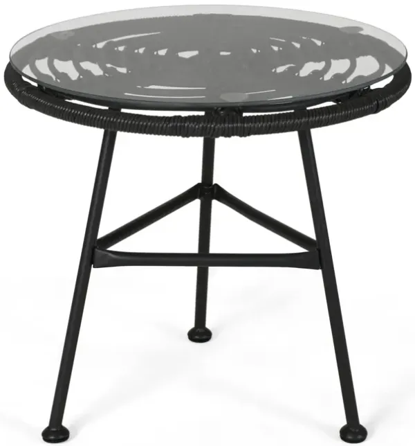 Petrichor - Outdoor Side Table With Tempered Glass And Steel Frame