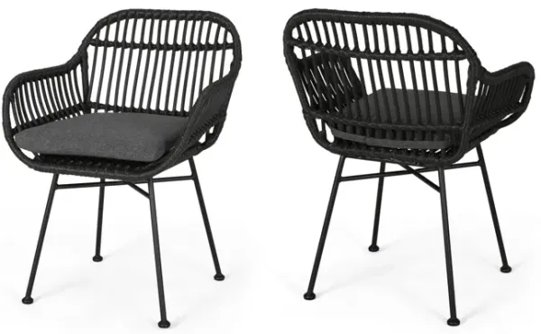 Outdoor Rattan Accent Chair With Metal Legs