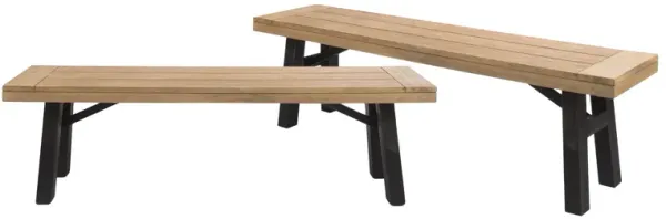 Outdoor Bench With Slat Panel Design And Acacia Wood Frame