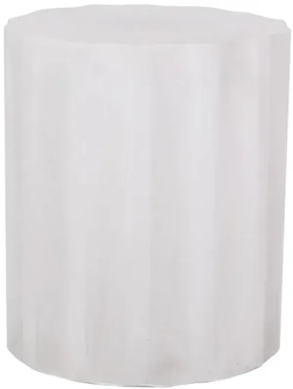 Outdoor End Table With Soft Wave Edge - Antique White