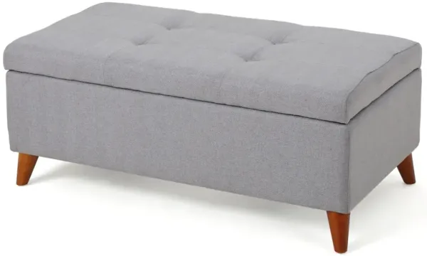 Kinetics - Upholstered Storage Ottoman With Lift-Top And Button Tufted Seat - Light Gray