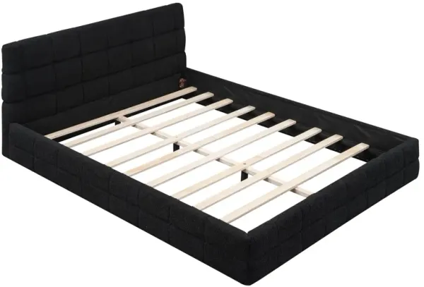 Queen Size Upholstered Platform Bed - Black