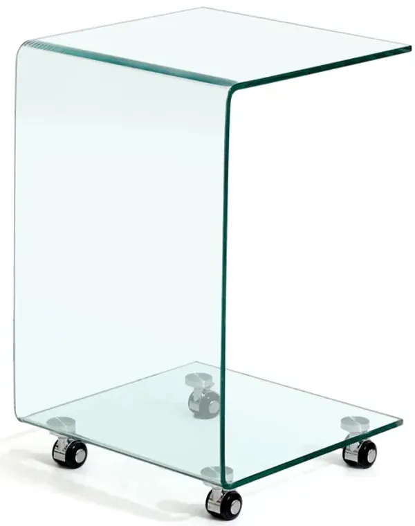 Tempered Clear Bent Glass Side Table End Table For Living Room, Small Sofa Table - Transparent