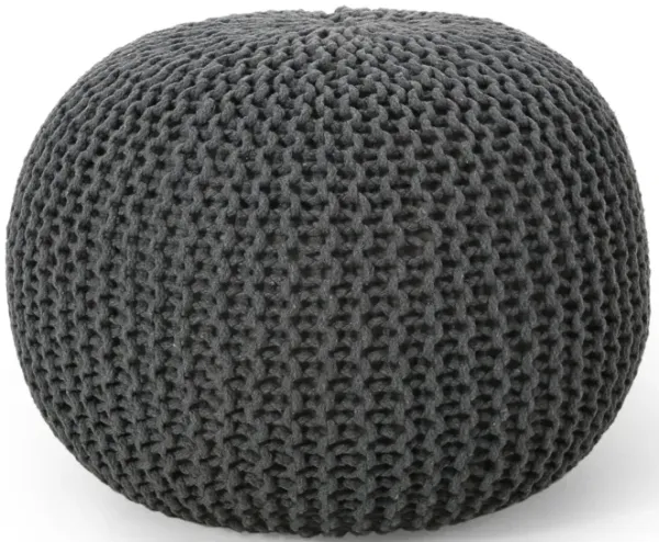 Bordeaux - Knitted Cotton Round Pouf, Versatile Ottoman And Floor Cushion