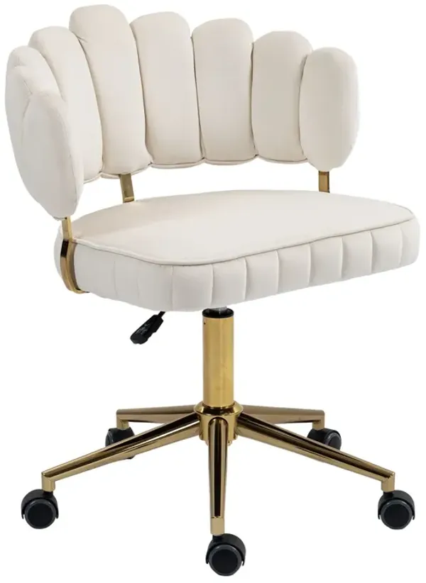 Modern Velvet Home Office Desk Chair With Adjustable Height And Swivel Wheels