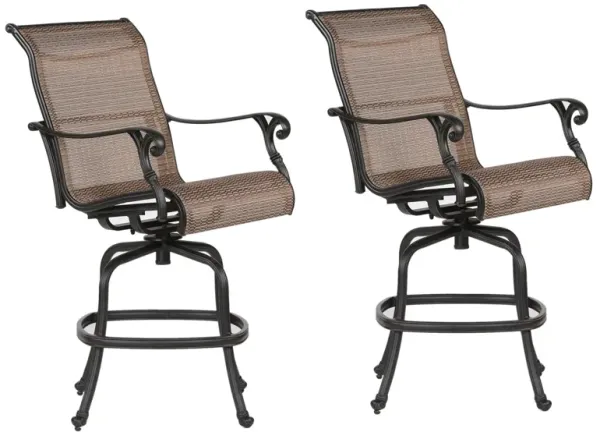 Outdoor Sling Counter Stool (Set of 2) With Aluminum Frame, All Weather - Dark Brown