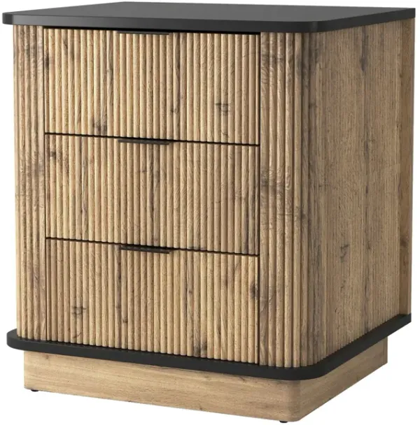 Multi Functional 3 Drawer Nightstand, Perfect For Storing Items Of Different Heights, A Perfect Combination Of Nature And Fashion - Black