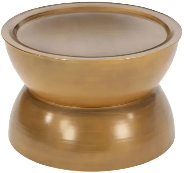 Metal Hammered Coffee Table With Stunning Hourglass Design - Gold