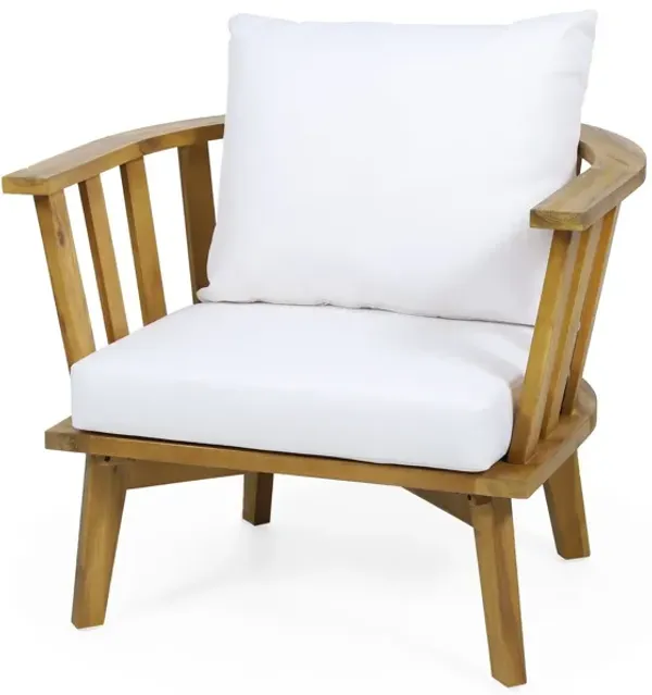 Outdoor Club Chair With Curved Backrest And Frame - White