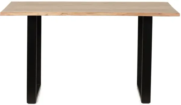 Dining Table With Top And Iron Frame - Natural / Black