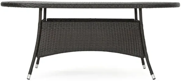 Outdoor Oval Dining Table With Silver Tipped Legs - Brown Multi