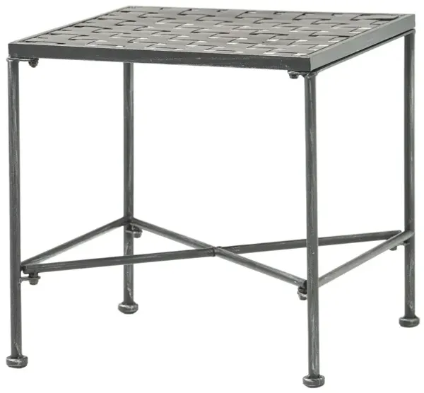 Outdoor Square Side Table With X Shaped Iron Frame - Black