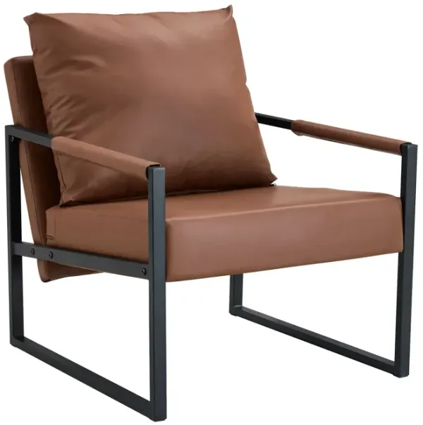 Classic Leather And Metal Frame Sofa, Ergonomically Designed, A Perfect Blend Of Modern And Industrial Styles