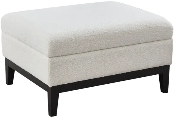 Upholstered Storage Ottoman With Reversible Lid Coffee Table With Rubberwood Legs