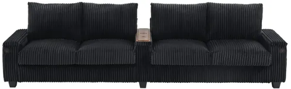 Modern 4 Seater Corduroy Sofa Couch With USB Ports And Hidden Storage