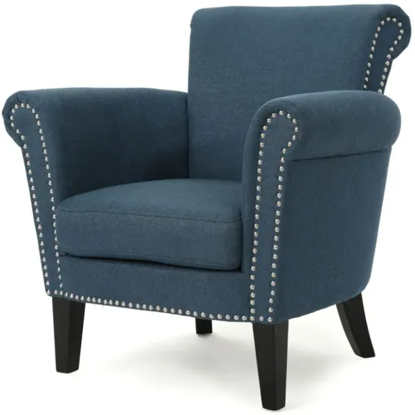 Elegant Club Chair With Nailhead Trim And Birch Wood Legs