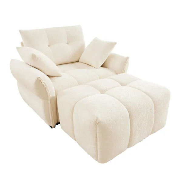 Ergonomic Single Seater Sofa With Ottoman, High Resilience Support Cushions, Modern Lounge Chair