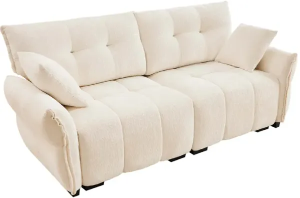 Elegant Textured Sofa Set & Pillows, Solid Wood Fram, High Rebound Cushions