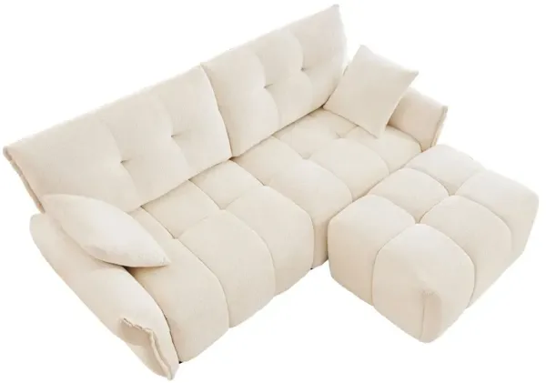 Elegant Sofa Set With Ottoman And Pillows, Textured Chenille, High Resilience Cushions