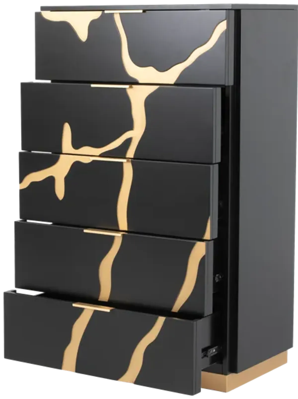 Black and Gold 5-Drawer Chest – Modern Luxury Bedroom Storage