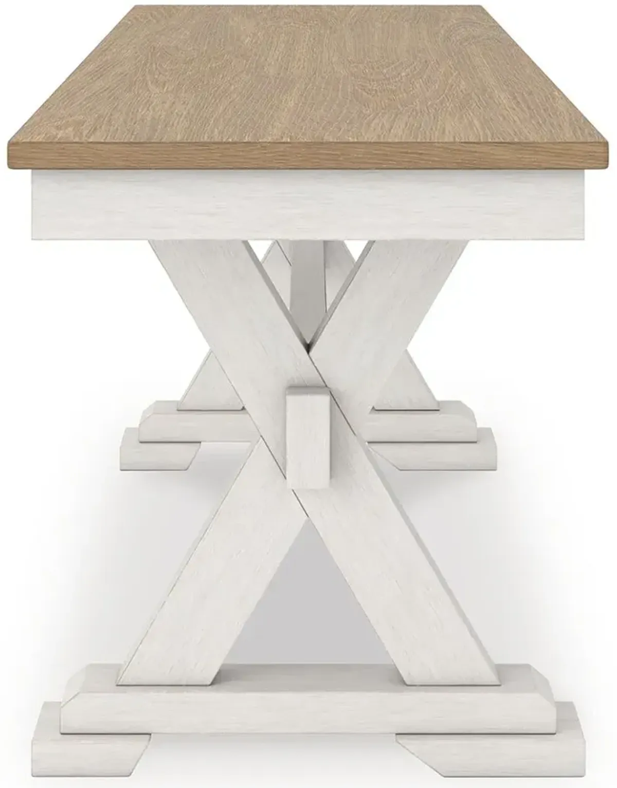 Purlaney - Antique White / Natural - Large Dining Room Bench