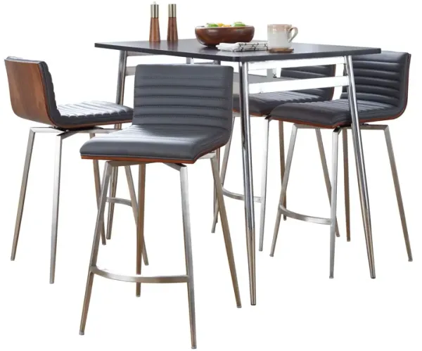 Marcel Mason - 5 Piece Swivel Contemporary Counter Height Dining Set
