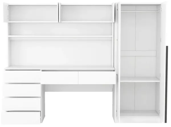 2 Door Storage Desk Wardrobe For Bedroom With Shelves And Drawers