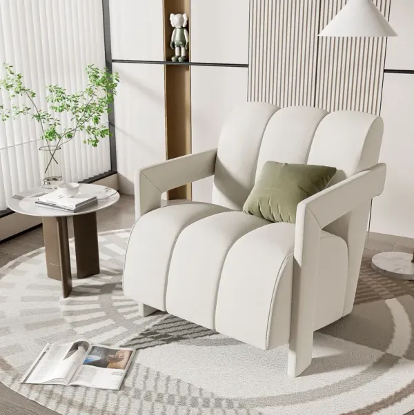 Modern Minimalist Leisure Armchair With L Shaped Armrests