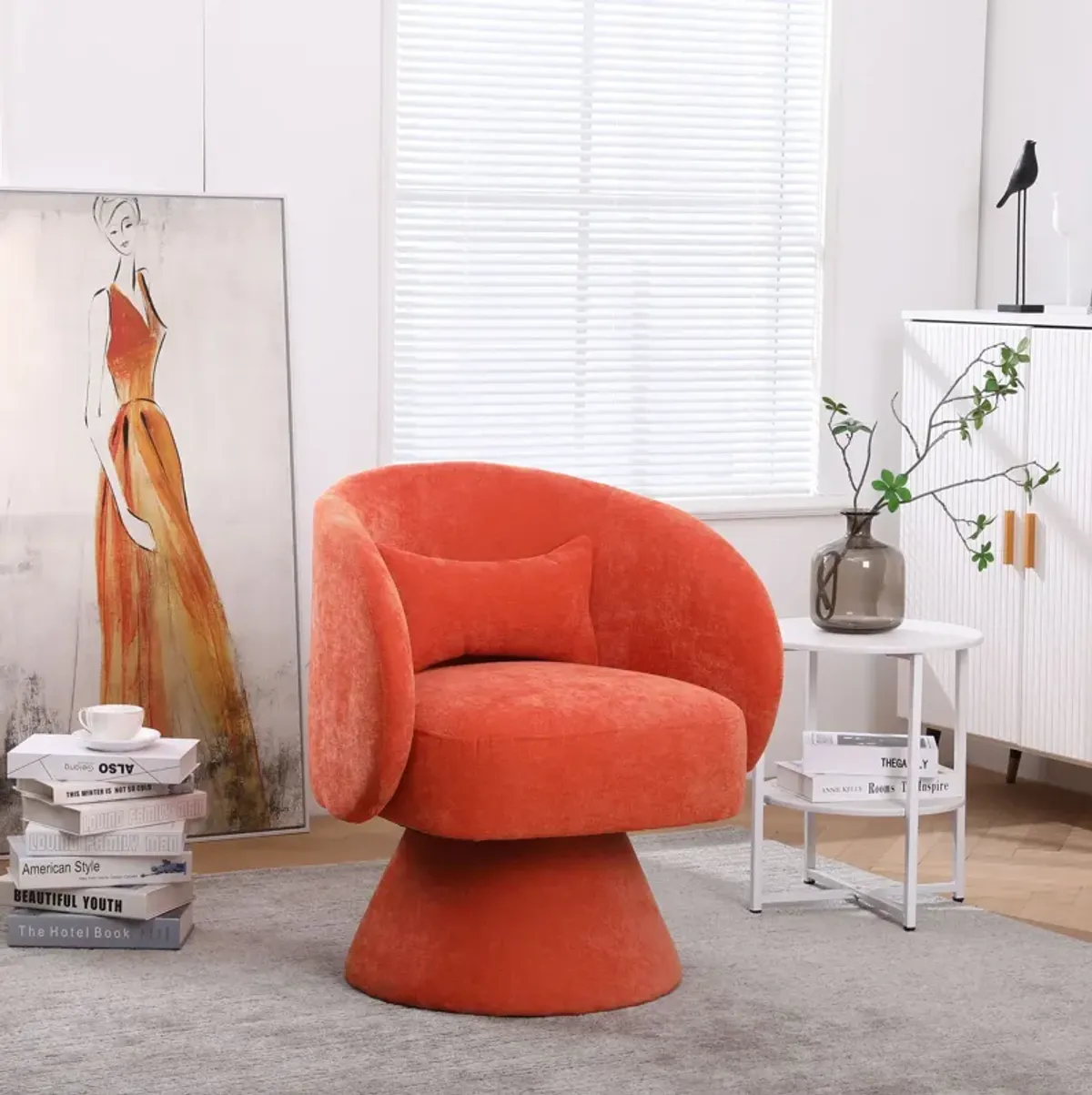 Swivel Accent Chair Armchair, Round Barrel Chair For Living Room Bedroom
