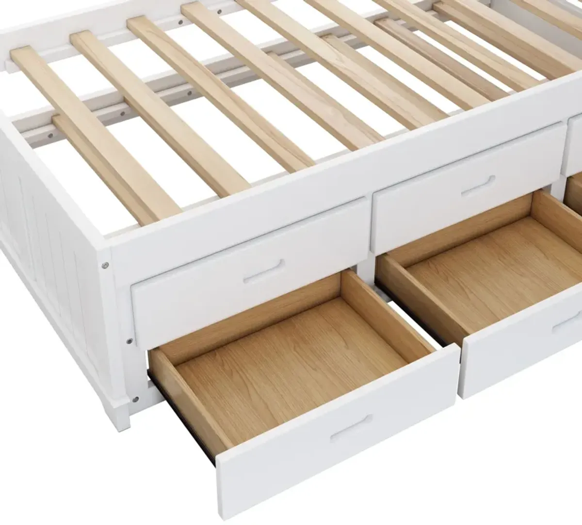 Solid Pine Captain Bookcase Bed With Trundle Bed And 3 Spacious Under Bed Drawers In Casual