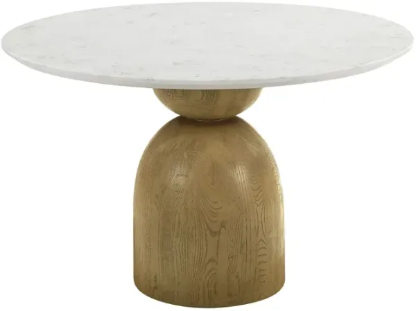 Kala - Natural Marble Top Round Dining Table - White