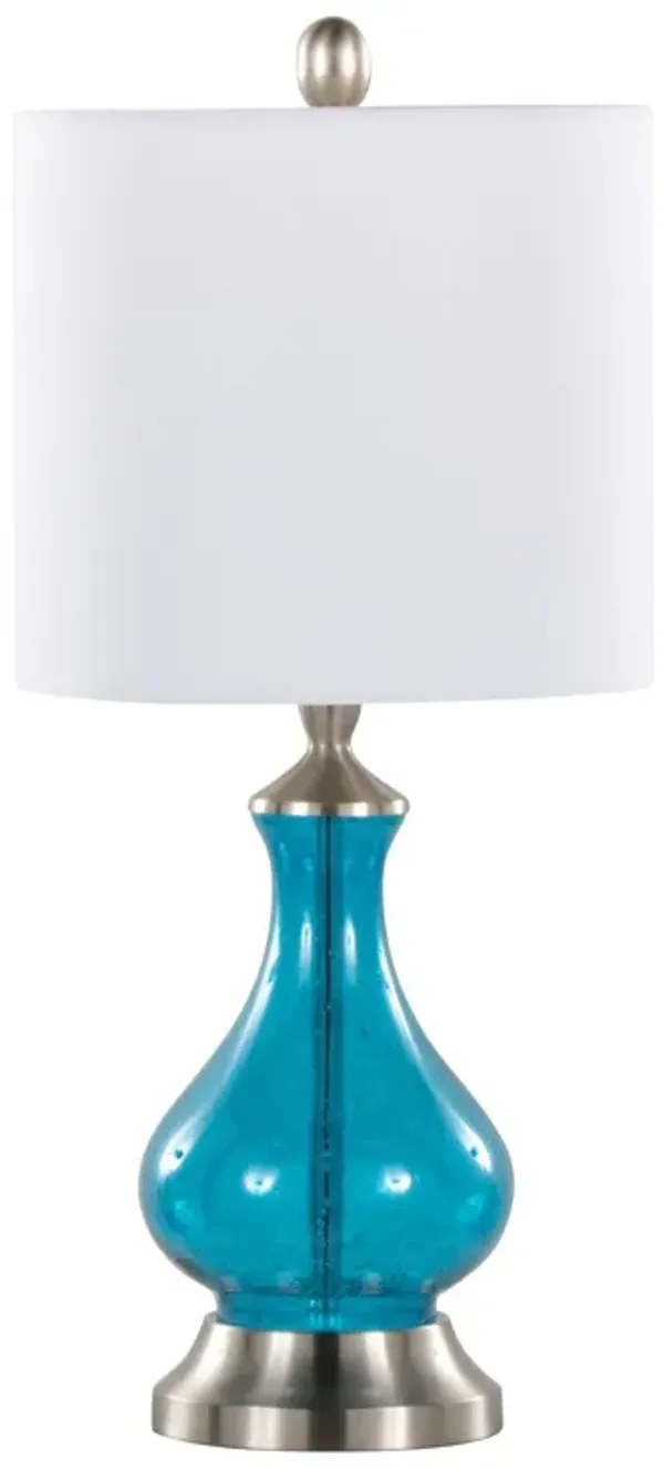 Jasmine - Contemporary Lamp - Clear Sapphire Blue Seeded / Nickel / White