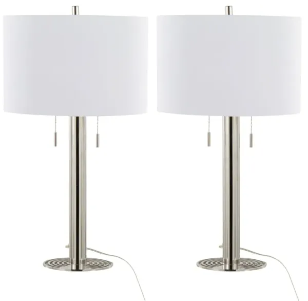 Master - 29" Contemporary Table Lamp (Set of 2) - Polished Nickel / White