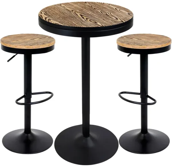 Dakota - 3 Piece Industrial Farmhouse Dining Set - Black