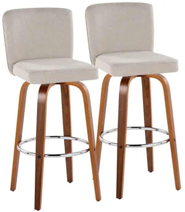 Henry - Contemporary Fixed Height Barstool With Swivel With Round Footrest (Set of 2)