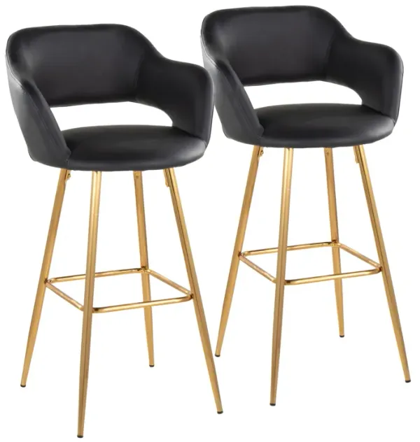 Margarite - Contemporary Fixed Height Barstool With Footrest (Set of 2) With Square