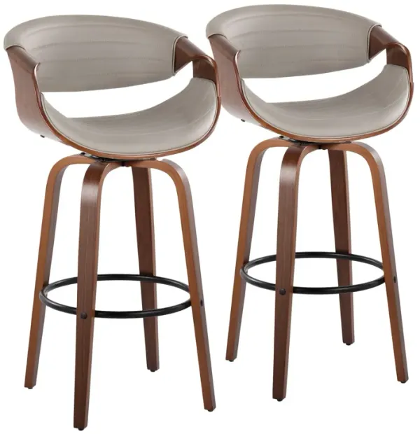 Symphony - Mid Century Modern Fixed Height Barstool With Swivel With Round Footrest (Set of 2)