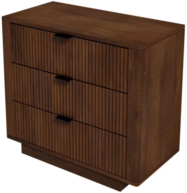 Lola - Nightstand 3 Drawer - Brown / Walnut