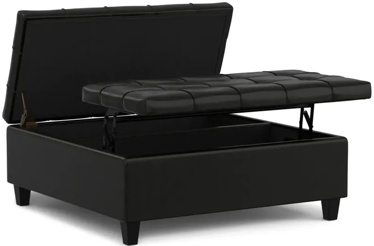 Harrison - Large Square Coffee Table Storage Ottoman - Black