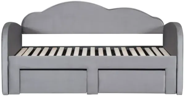Upholstered Daybed With Cloud-Shaped Backrest, Trundle & 2 Drawers And USB Ports
