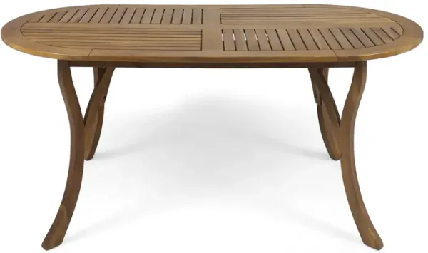 Outdoor Table With Smooth Lines, Slat Top - Teak
