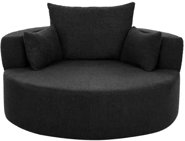360 Degree Swivel Accent Barrel Chair With Removable Pillows - Black