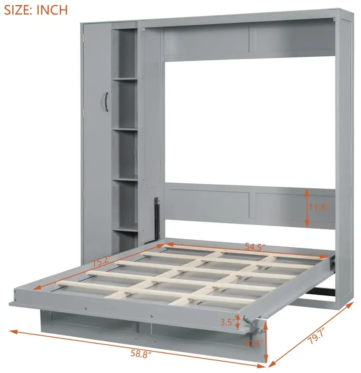 Murphy Wall Bed With Shelves, Wardrobe And LED Lights
