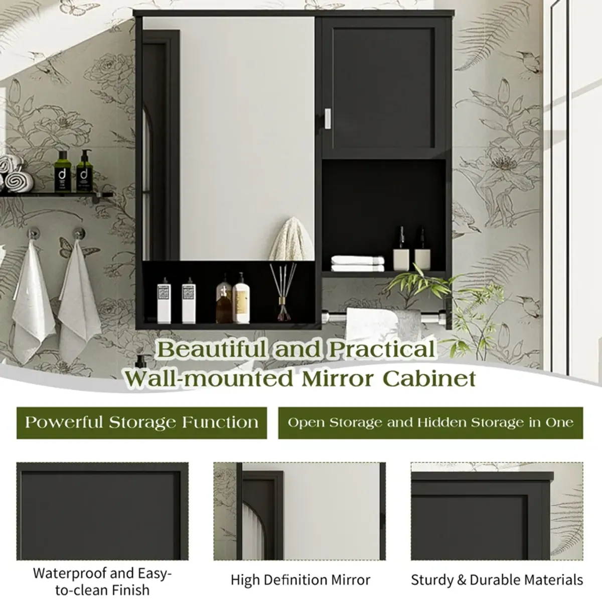 Modern Wall Mounted Bathroom Medicine Cabinet, Bathroom Wall Storage Cabinet With Mirror