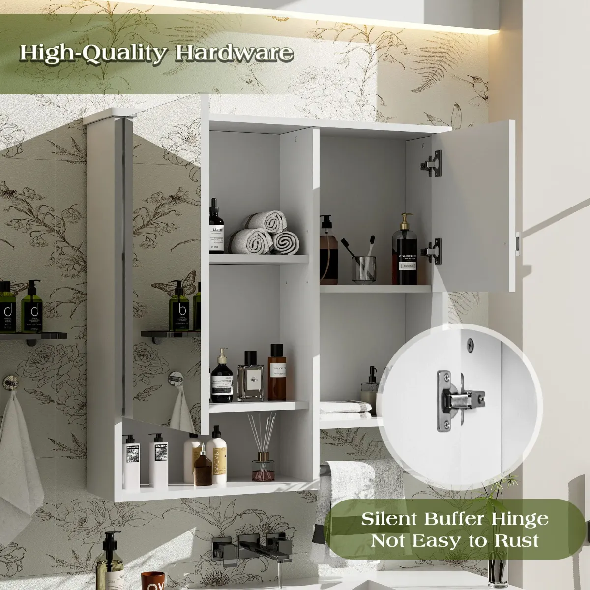 Modern Wall Mounted Bathroom Medicine Cabinet, Bathroom Wall Storage Cabinet With Mirror