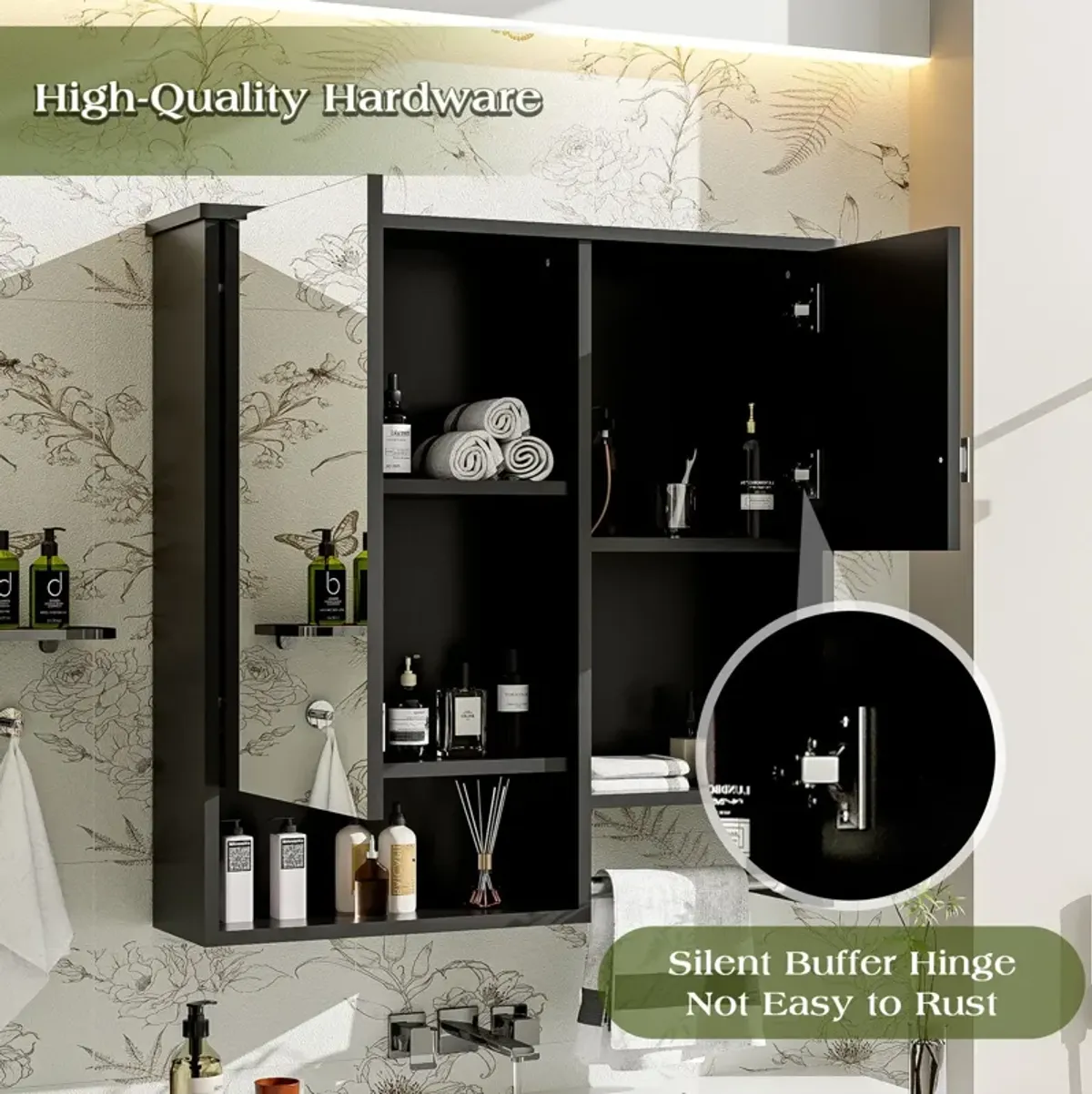 Modern Wall Mounted Bathroom Medicine Cabinet, Bathroom Wall Storage Cabinet With Mirror