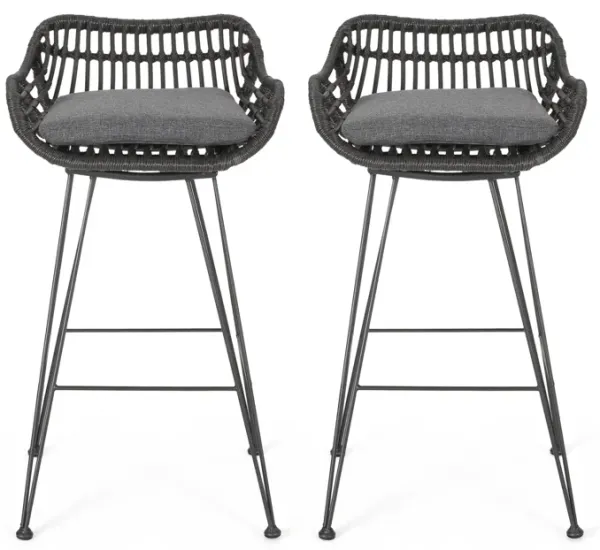 Outdoor Rattan Bar Chair With Metal Legs