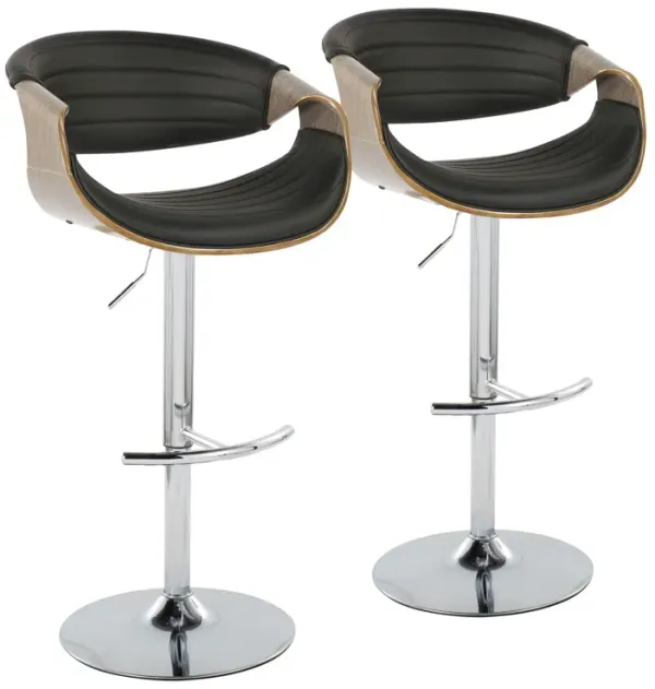 Symphony - Mid Century Modern Adjustable Barstool With Swivel & Rounded T Footrest (Set of 2)