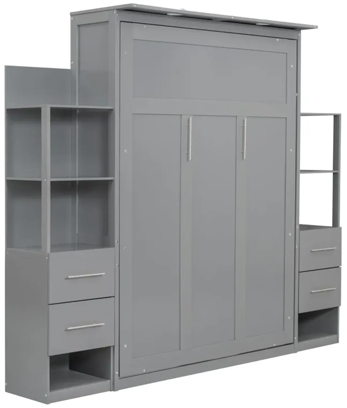 Murphy Wall Bed With LED Lights, Shelves And Drawers